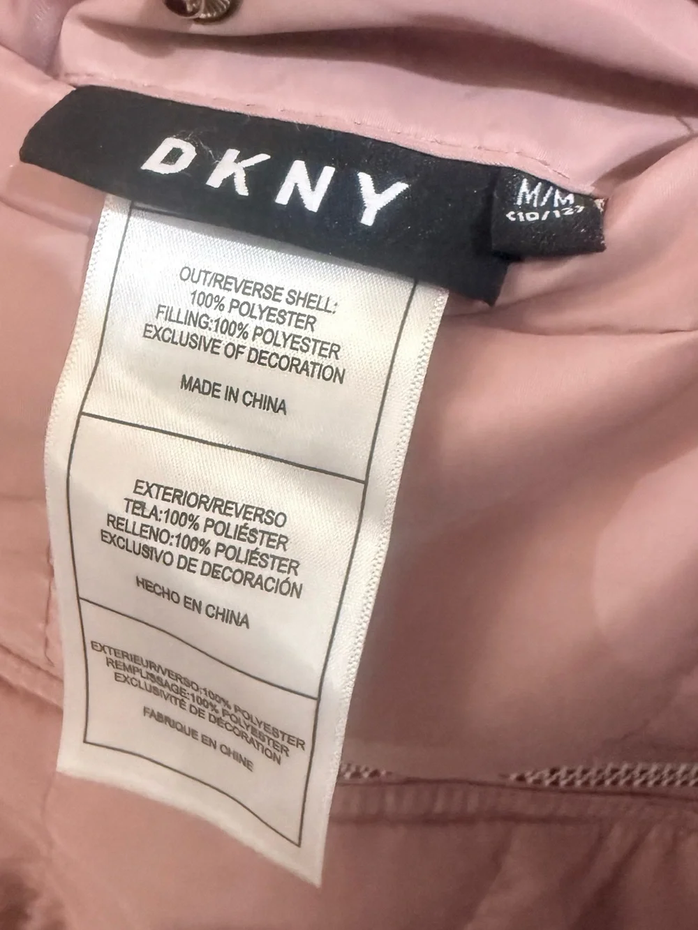 DKNY Girls' Dusty Pink Hooded Puffer Jacket